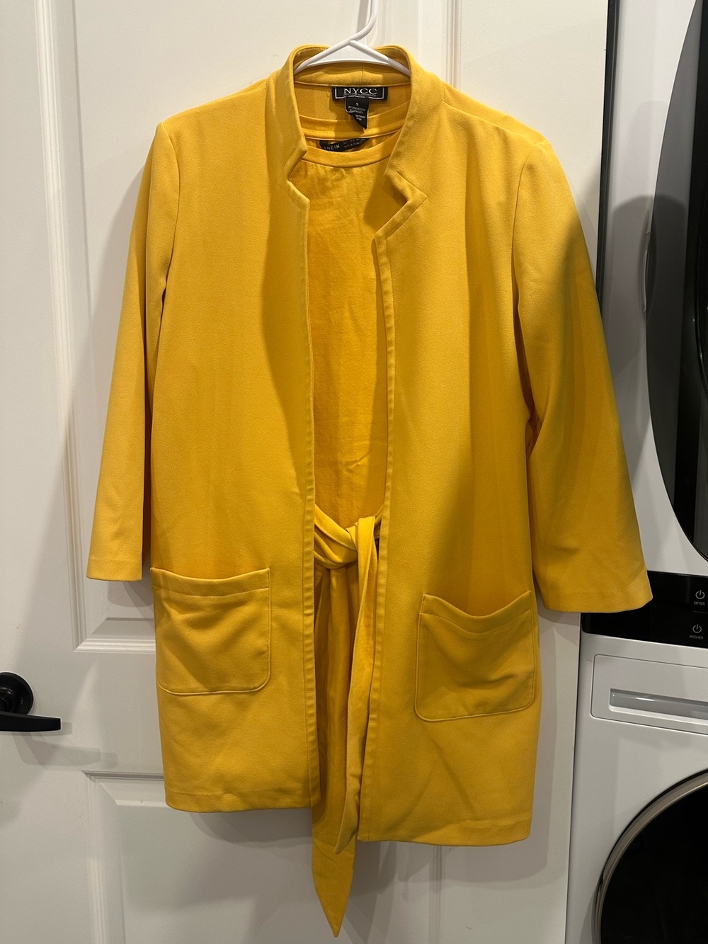 Women's Yellow Open-Front Blazer & Free Gift (Yellow Mini Dress) Size S